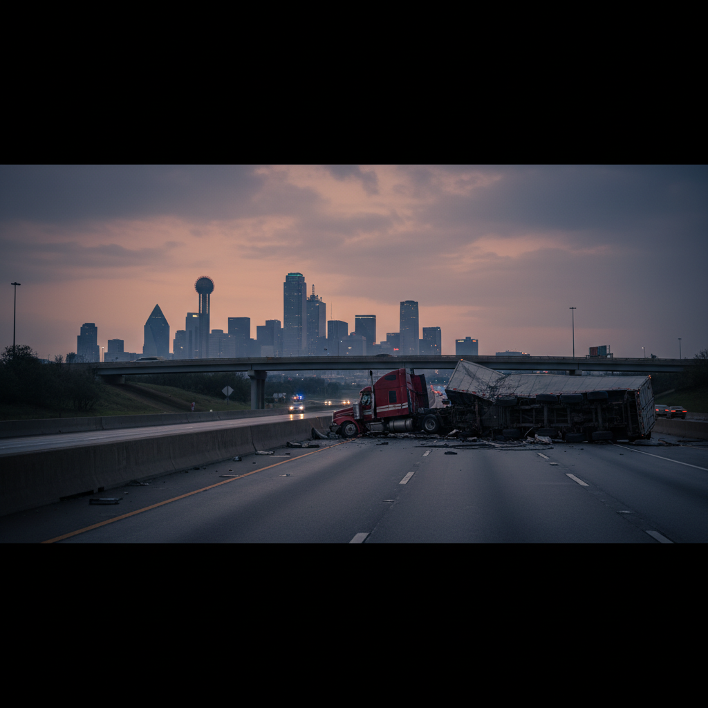 Truck Accident Dallas case scene — HurtMatch connects injured Texans to personal injury attorneys