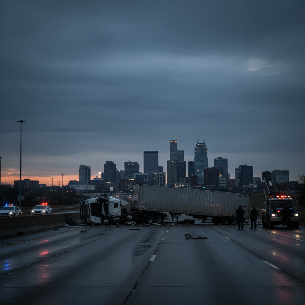 Truck Accident Fort Worth case scene — HurtMatch connects injured Texans to personal injury attorneys