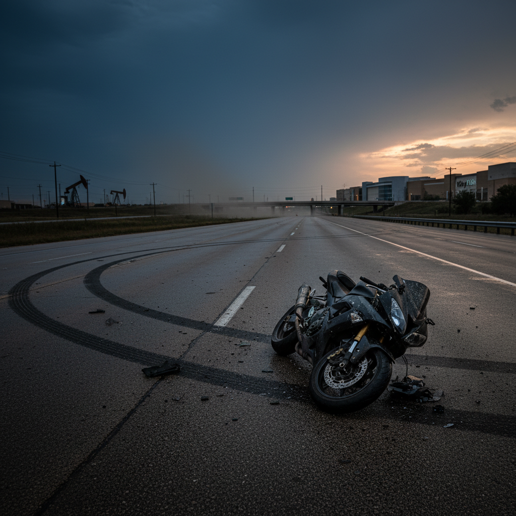 Motorcycle Accident Katy case scene — HurtMatch connects injured Texans to personal injury attorneys