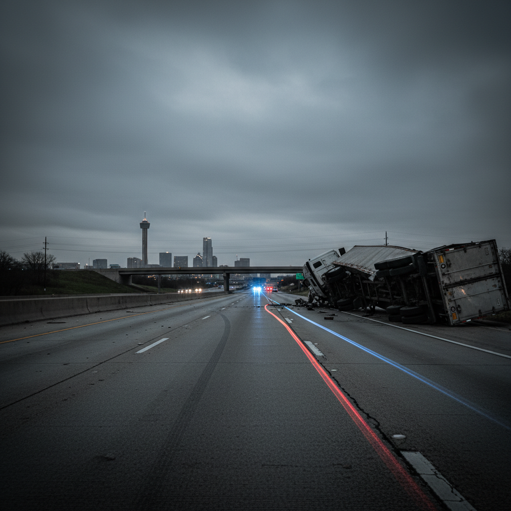 Truck Accident San Antonio case scene — HurtMatch connects injured Texans to personal injury attorneys