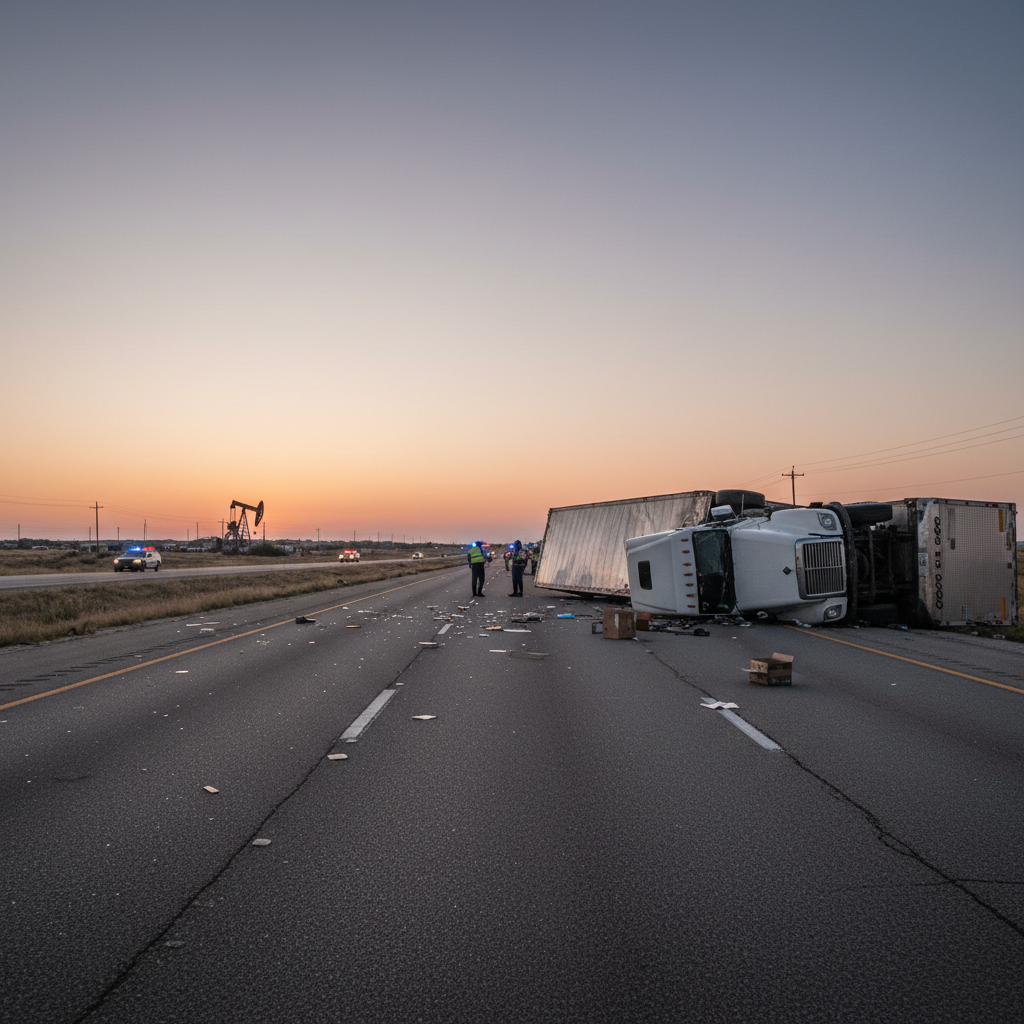 Truck Accident case scene — HurtMatch connects injured Texans to personal injury attorneys